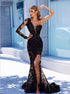 One Shoulder Black Lace Mermaid Prom Dresses with Slit LBQ0954